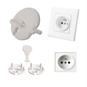 French Outlet Covers with Key Pull Handle Round 2-Prong Plug Insulation Material Power Socket Baby Proofing Electrical Protect