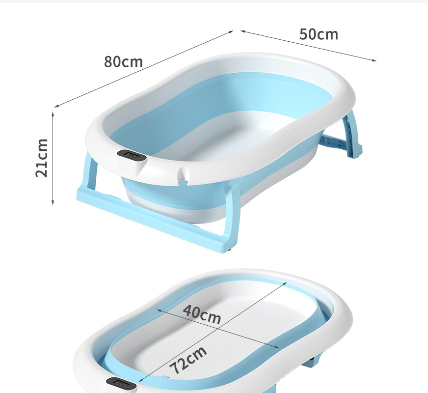 Baby Bath Tub for Toddler Kids Infant-Basin-Foldable Safe Non-Slip Portable with Soft Cushion Pad