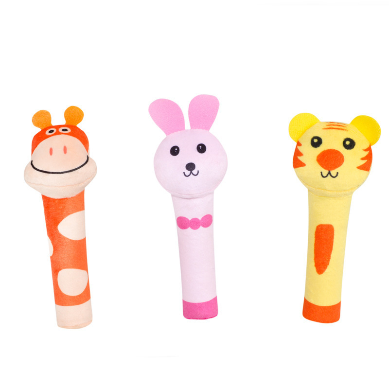 Baby Soft Hand Bell Animal BB Stick Rattle for Cute Toys Kid Gift Plush Animal Sleeping Baby Stuffed Animal Dolls Toys