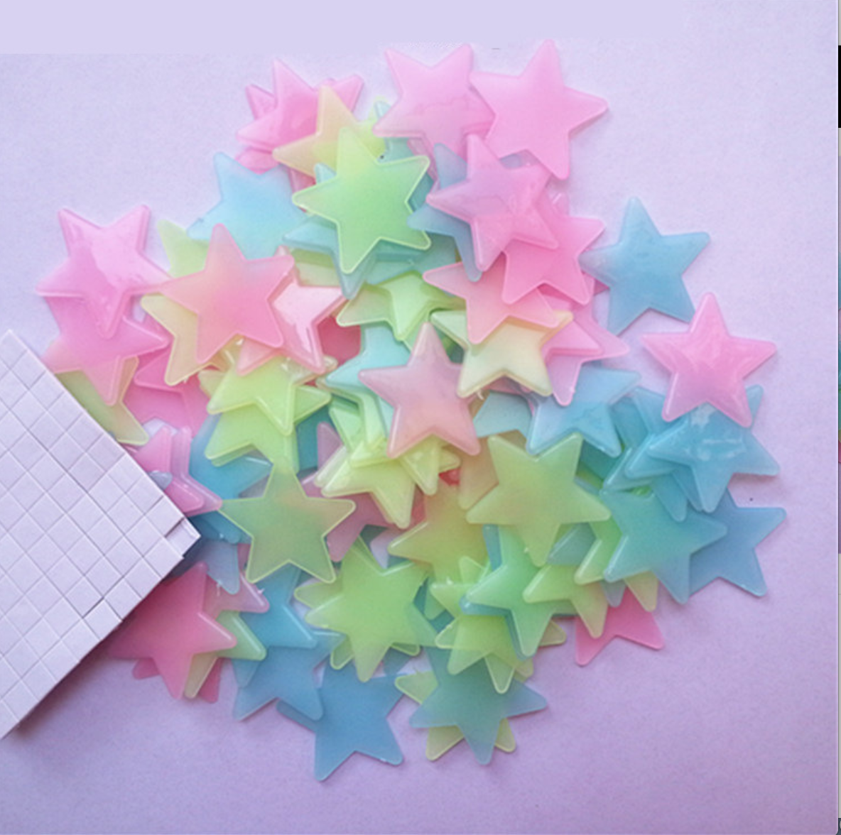 100 Pcs Plastic Wall Stickers Luminous Stars Glow in the Dark Fluorescent Noctilucent Decals for Home Ceiling Wall Baby Kids Bed