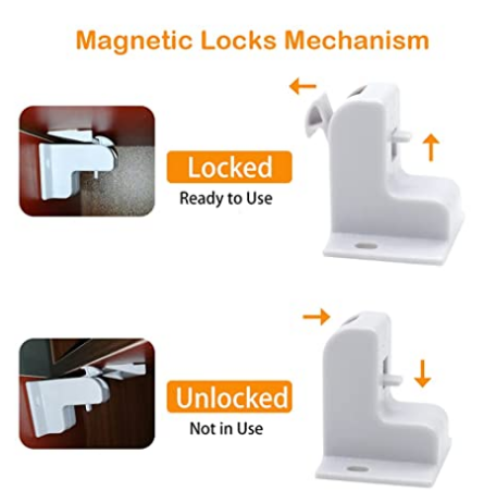 Safety Magnetic Cabinet Locks 6 Pack Adhesive Magnet Baby Safety Locks No Drill for Knobs Child Proof Door Latches