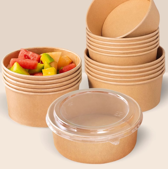 Wholesale Custom Printed Disposable Kraft Noodle Soup food packaging boxes for Restaurant Takeout paper plates bowls