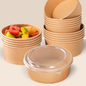 Wholesale Custom Printed Disposable Kraft Noodle Soup food packaging boxes for Restaurant Takeout paper plates bowls