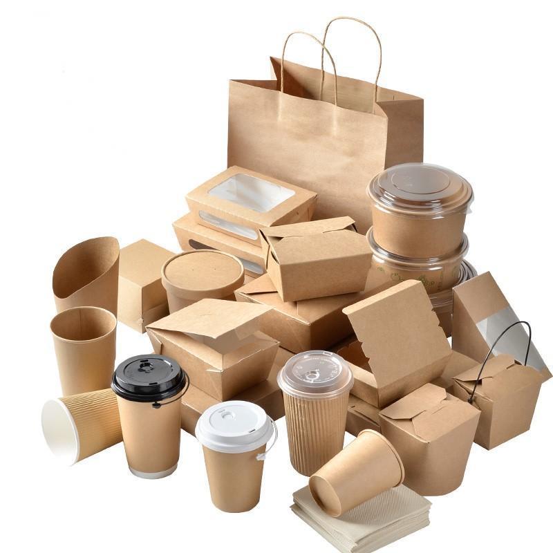 disposable kraft paper boat tray Brown takeaway Bag paper fast food box container hot dog french fries food packaging burger box