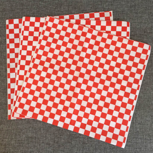 Red White Black Plaid Paper Durable Food Safe Kraft Burger Wrapping Paper 12" x 12" Checkered Paper