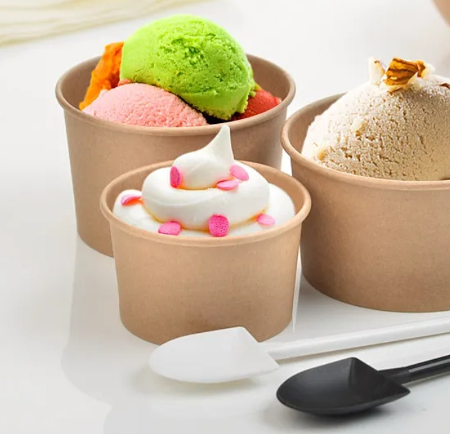 High Quality Food Bathtub Containers Wholesale Custom Kraft ice cream Soup Cup Disposable Hot Soup Bowl with Lid