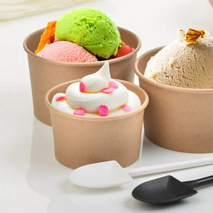 High Quality Food Bathtub Containers Wholesale Custom Kraft ice cream Soup Cup Disposable Hot Soup Bowl with Lid