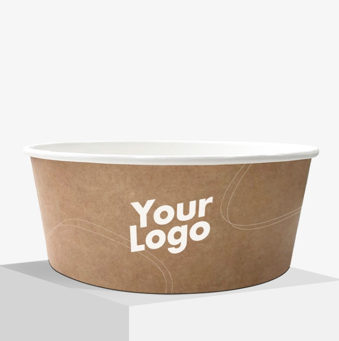 8 12 16oz Custom Logo Disposable Container Food Grade Packaging Bathtub Biodegradable Ice Cream cup Paper Bowl Paper Soup Cup