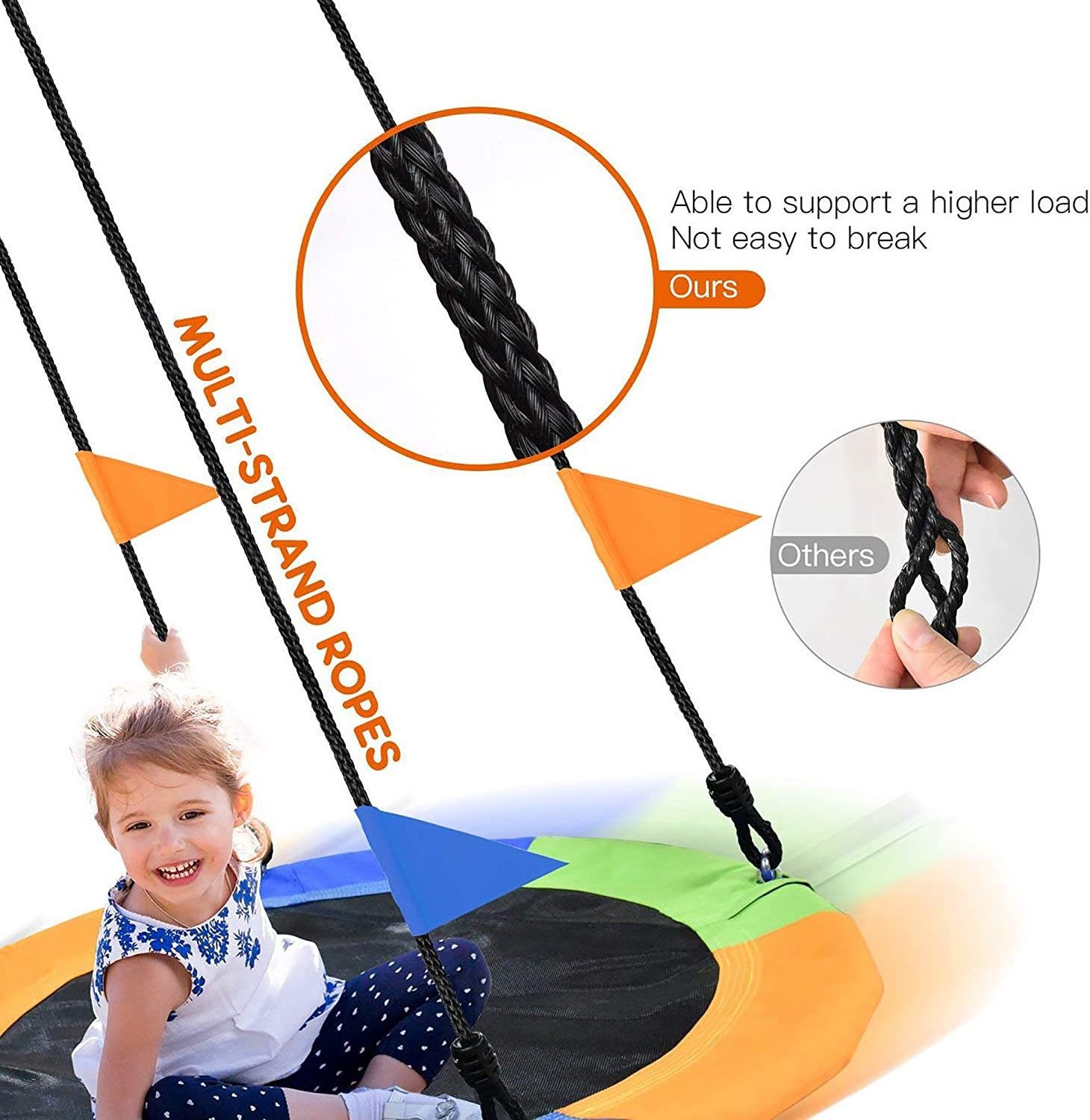 40 Inch Saucer Tree Swing Flying 660lb Weight Capacity 2 Added Hanging Straps Adjustable garden swing chair outdoor furniture