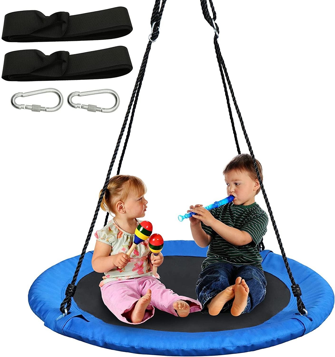 40-Inch Saucer Tree Swing Adjustable Baby Chair with 660lb Weight Capacity and 2 Added Hanging Straps Flying Design