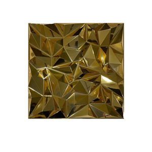 Ebest Hotel PVC Plastic  3D Wall Board Panel/ Wallpaper Easy to Install Gold Diamond Design PVC Interior Wall Panel