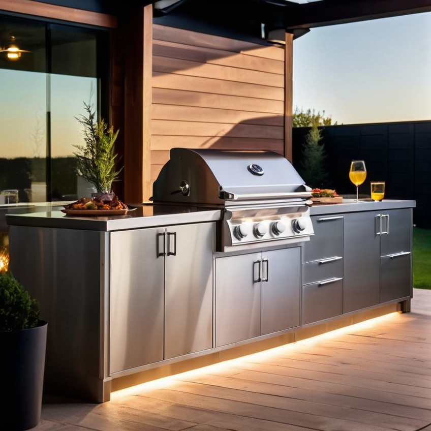 Outdoor BBQ  Kitchen Cabinet 304 Stainless Steel Doors for Outdoor Kitchen Cabinet Grill Station or BBQ Island