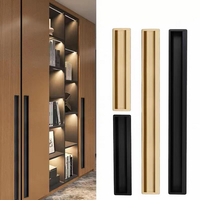 Extended drawer Cabinet Pulls door edge handle black gold wardrobe Drawer Pulls Furniture Handles Cupboard Pulls