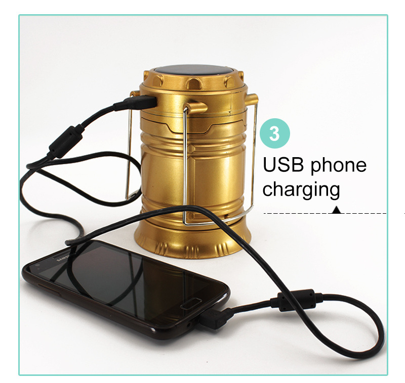 LED high-brightness USB charger portable lantern rechargeable DC powered solar LED camping light