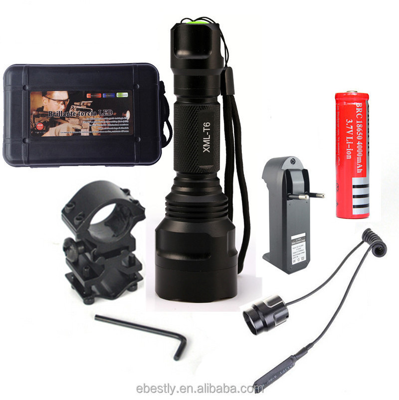 LED Flashlight XML-T6 8000LM Tactical Flashlight Aluminum Hunting Flash Light Torch Lamp +18650+Charger