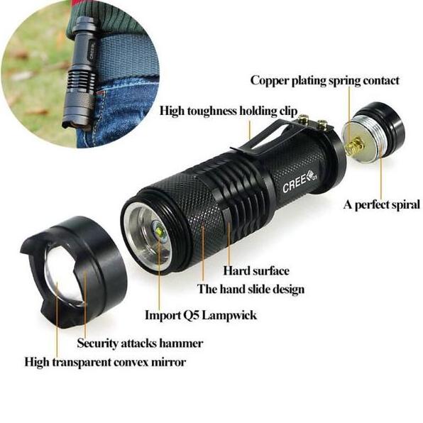 Mini LED Flashlight ZOOM 7W 2000LM Waterproof Lanterna LED 3 Modes Zoomable Flashlight Linterna led Torch AA 14500 battery