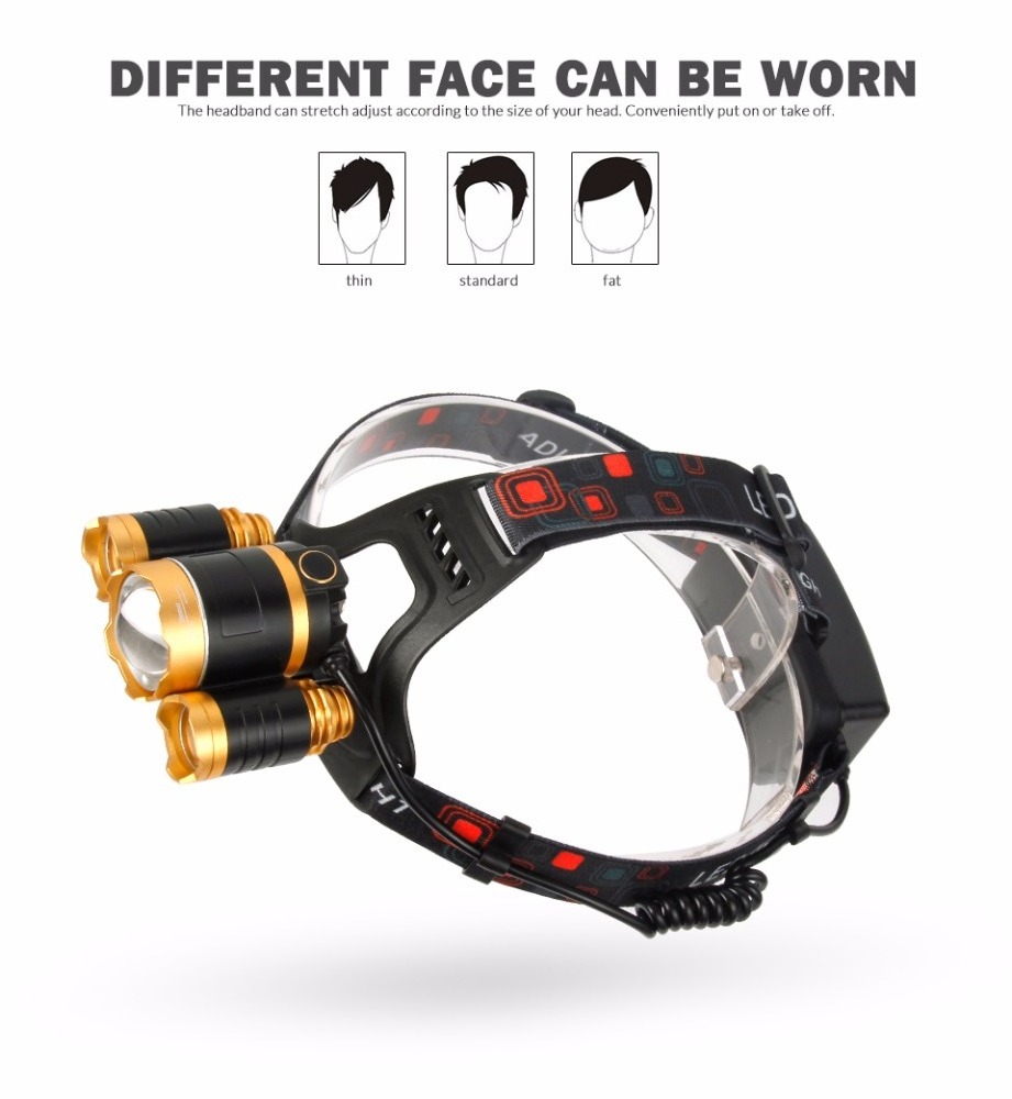 10000 Lumens Headlight XM-L 3T6 LED Head Light 4 Modes Headlamp Lantern Hunting Head Flashlight +Car AC Charger + Battery