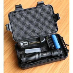 XML T6 LED Flashlight 8000 Lumens Lanterna Adjustable led Torch Zoom Tactical Flashlight + Charger +1* 18650 Battery