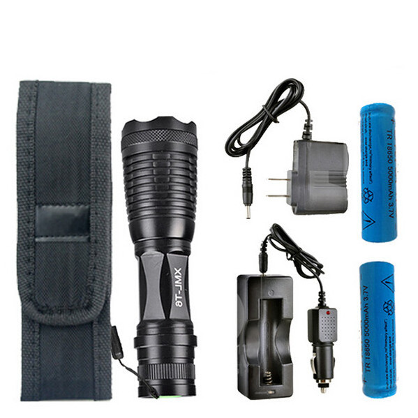 E17 XML T6 led flashlight sets 3800LM led torch zoomable led Flashlight torch including 18650 Rechargeable and Batteries