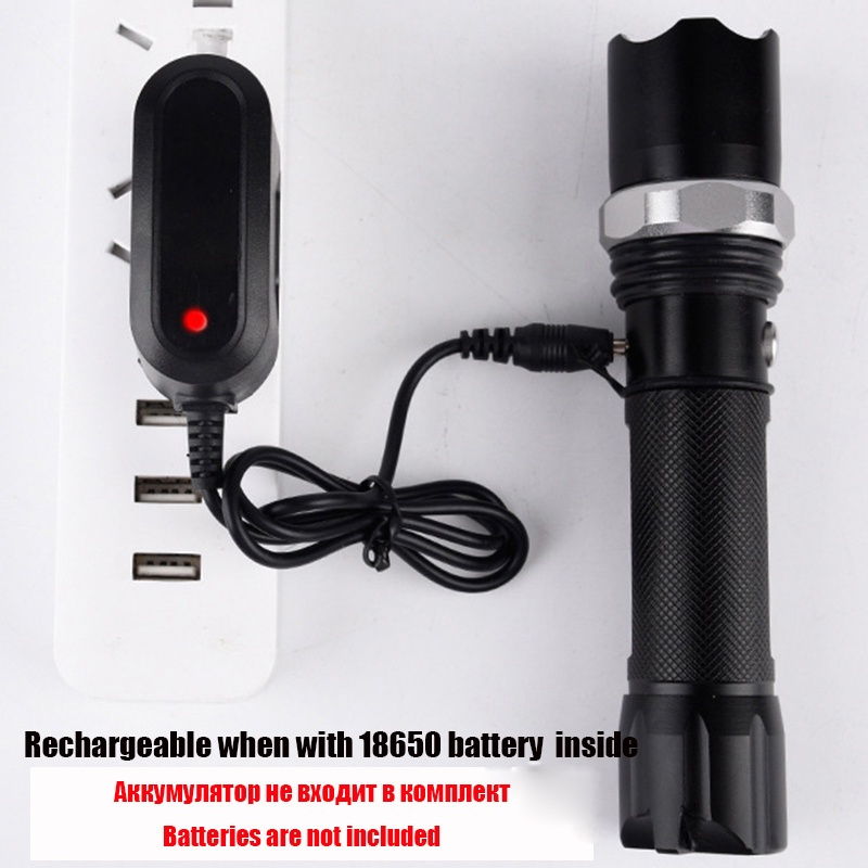 Q5 LED Flashlight 2000LM Aluminum Waterproof Zoomable flashlight 5modes for 18650 Rechargeable Battery or AAA Torch for RU