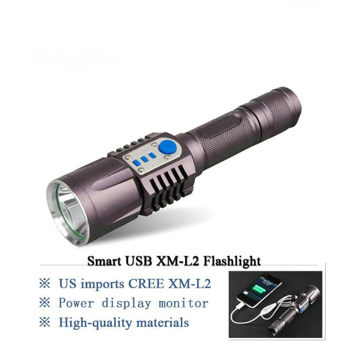 L2,T6 tactical flashlight aluminum 1000 lumen 10W USB 18650 rechargeable led flashlight