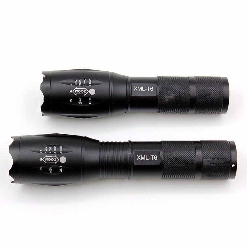 2500 Lumens XML T6 LED Flashlight Waterproof Zoomable Adjustable Tactical Torch Lamp 18650 Battery Flashlight