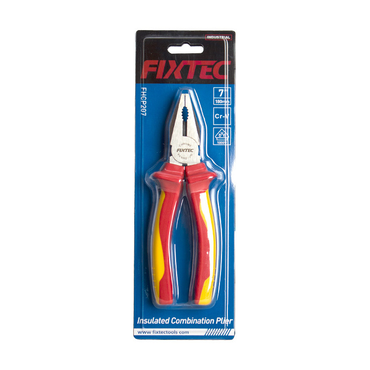 FIXTEC Hand Tools CRV Plier VDE Insulated Combination Pliers Diagonal Cutting Pliers