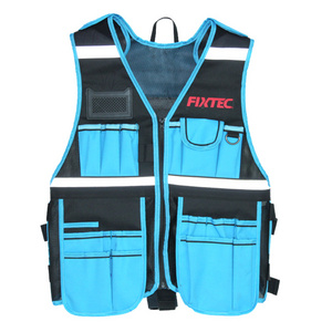 FIXTEC Universal Size Workwear Tool Vest Construction Worker Tactical Tools Vest with Multi-function Pockets