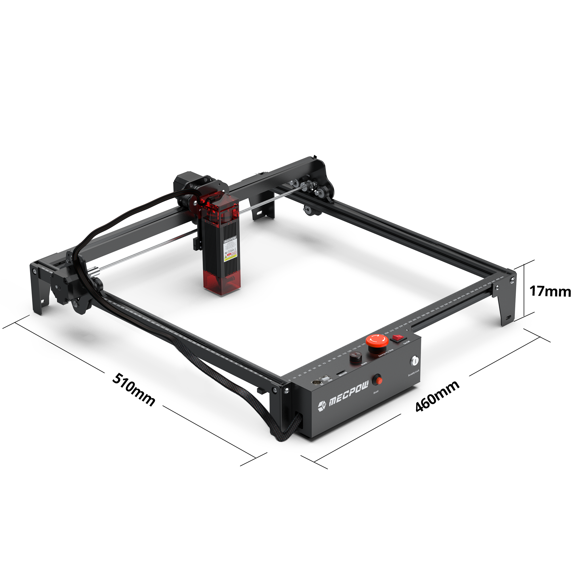 Mecpow X3 5W Laser Engraving Machine With Safety Lock Emergency Stop Flame Detection Gyroscope Sensor EU and US Plug