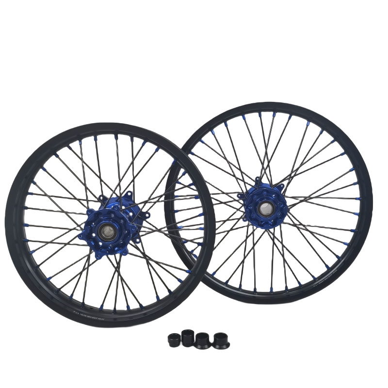 2024 Hot Sale  Motocross Wheelset  Black Rims  Blue Hubs Fit YZ/YZF250/450 14-22