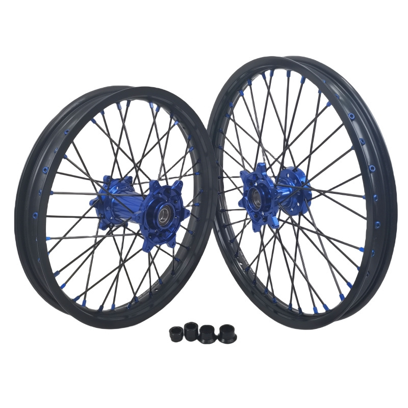 2024 Hot Sale  Motocross Wheelset  Black Rims  Blue Hubs Fit YZ/YZF250/450 14-22