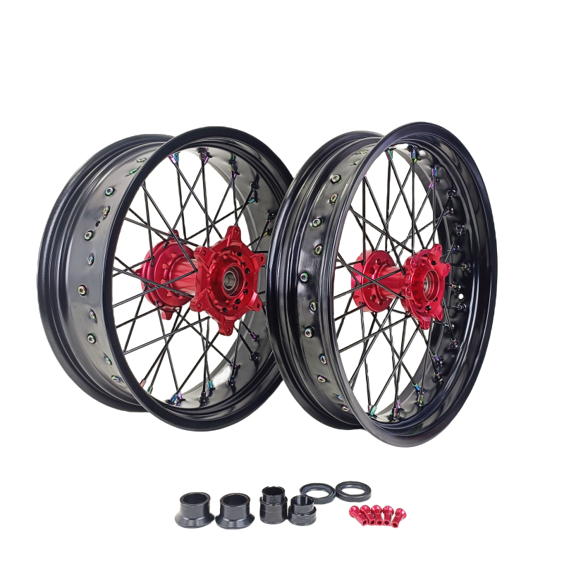 Motorcycle Front Rear Modified Wheel Rims with Disk Brake Aluminum Alloy for 17 Inch Gold Sets Surface Aluminium Color Material