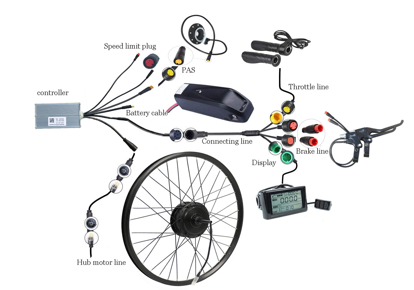 Custom Label Ebike conversion 48v 27.5 inch electric bike kit rear wheel 350w hub motor electric bicycle conversion kit