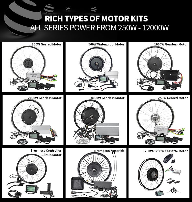 Viribus 1000W/1500W Electric Bicycle Conversion Kit - Front Or Rear Wheel With 26" Tire - 48V