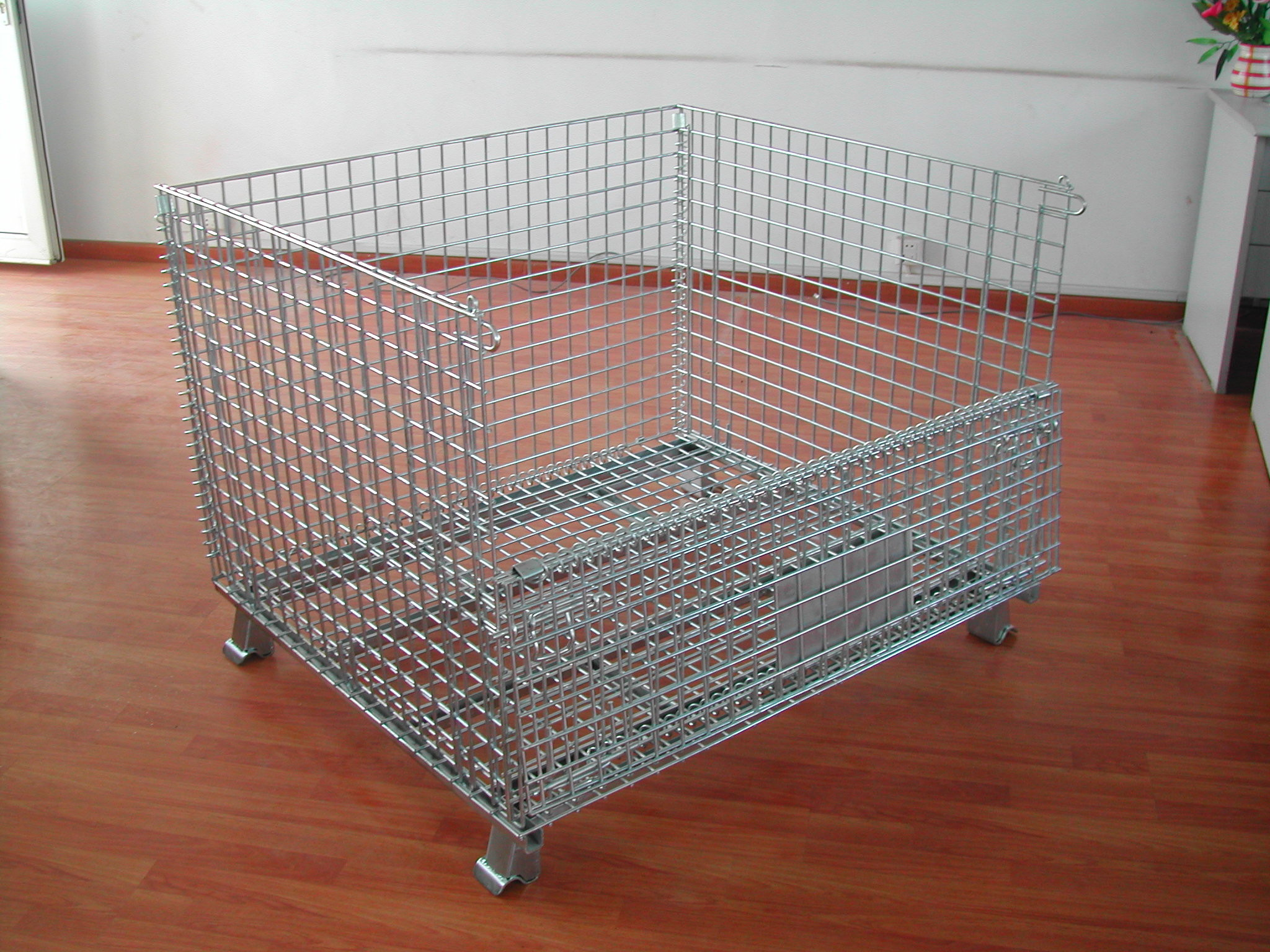 Folding Wire Mesh Cages Pallet Box Bins Crates Metal Welded Auto Parts Storage Foldable Stackable Steel Wire Mesh Pallet