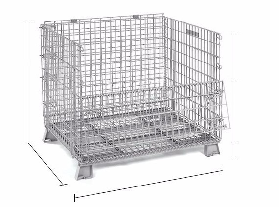 Folding Wire Mesh Cages Pallet Box Bins Crates Metal Welded Auto Parts Storage Foldable Stackable Steel Wire Mesh Pallet