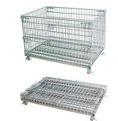 Folding Wire Mesh Cages Pallet Box Bins Crates Metal Welded Auto Parts Storage Foldable Stackable Steel Wire Mesh Pallet