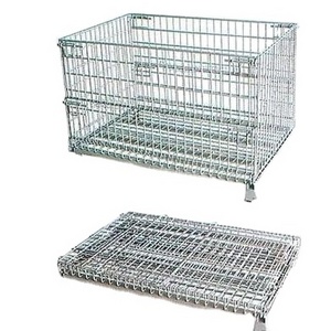 Folding Wire Mesh Cages Pallet Box Bins Crates Metal Welded Auto Parts Storage Foldable Stackable Steel Wire Mesh Pallet