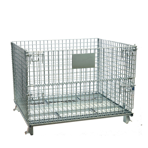 Folding Wire Mesh Cages Pallet Box Bins Crates Metal Welded Auto Parts Storage Foldable Stackable Steel Wire Mesh Pallet