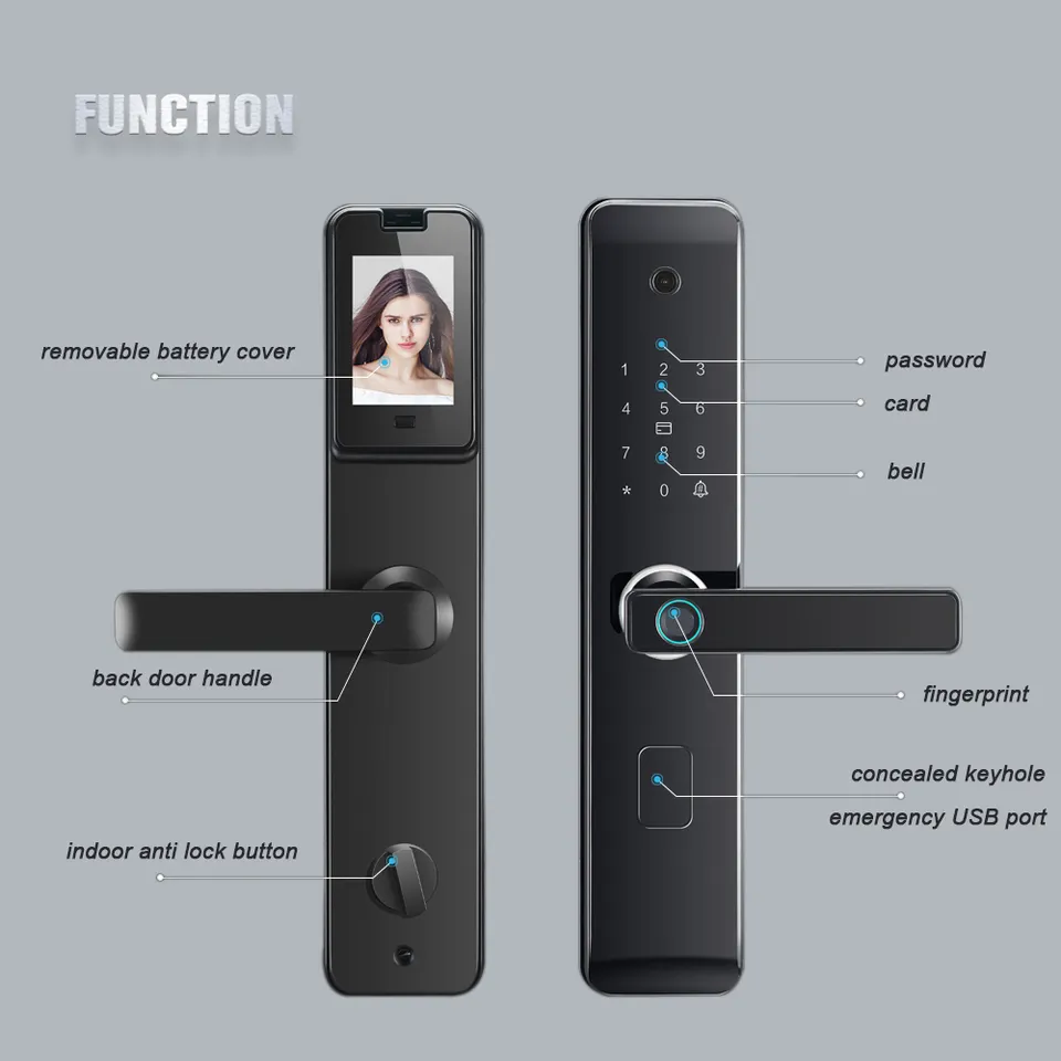 EBKN New Design Hotel Intelligent Keyless Door Lock With Camera Bedroom Electric Smart Door Lock