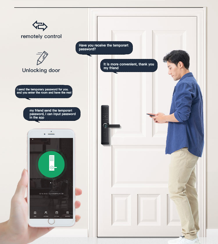 EBKN high quality electronic wooden door locks hotel fingerprint digital lock smart locks for front door