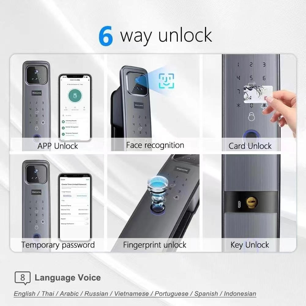 High security fingerprint door lock with camera Tuya 3D face recognition Automatic door lock for home