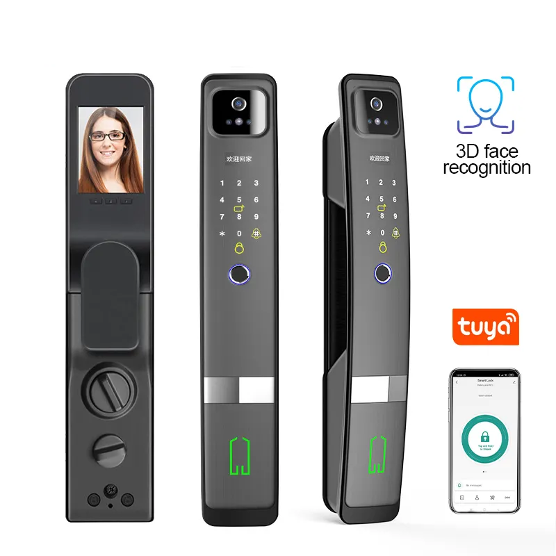 High security fingerprint door lock with camera Tuya 3D face recognition Automatic door lock for home