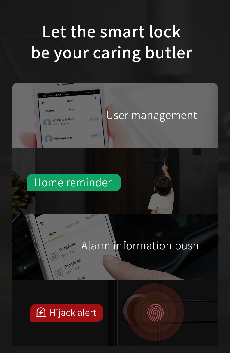 Home High Security Lock With Cat eye Camera TUYA App Control BiometricLock Fingerprint Door Lock For Home