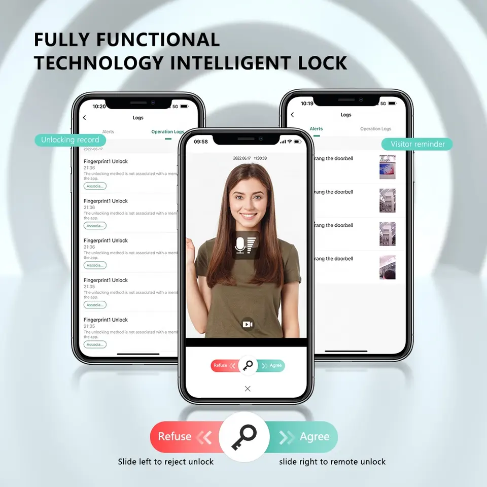 3D Face Recognition Door Lock EBKN Fechaduras Inteligente WIFI Fingerprint Security Smart Door Lock With Wifi