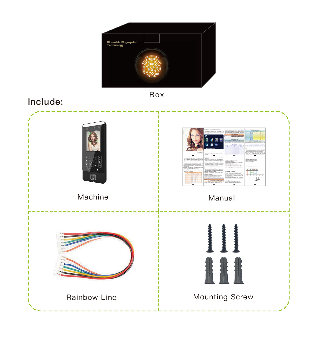 Cloud Server Face Recognition Time Attendance Door Access Control Kit Face Fingerprint Access Control