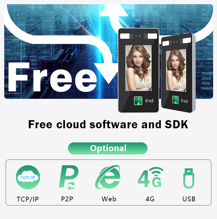 Free SDK C# Java Cloud Access Control System Facial Device Employee Attendance Face Recognition Attendance With Turnstiles