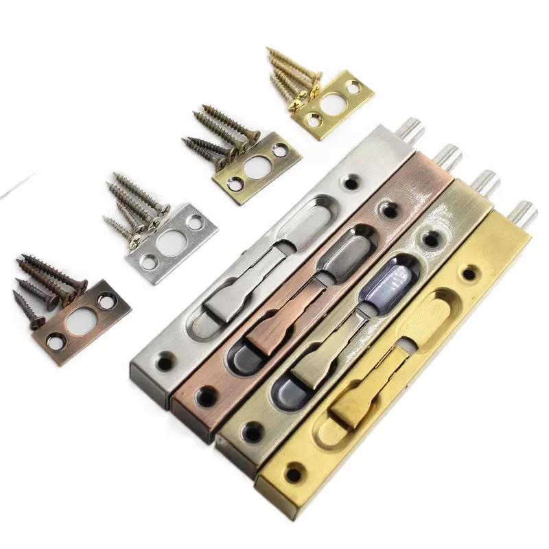 Stainless Steel Door Hardware Accessory antique brass Door Bolt Hidden Door Latch Sliding Lock Flush Latch Bolt 4/6/8/10/12inch