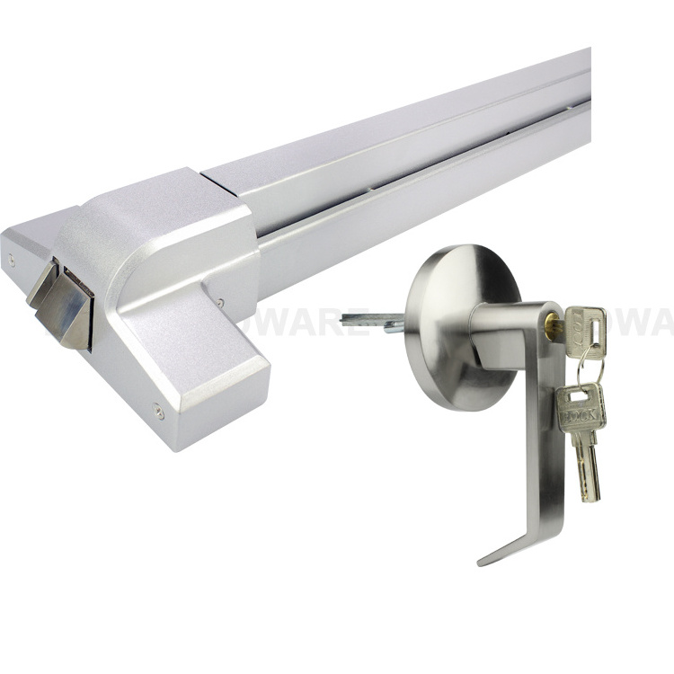 Fire Rated Exterior Fire Door Panic Device Panic Exit Hardware Double latch and full length Panic Push Bar with door handle