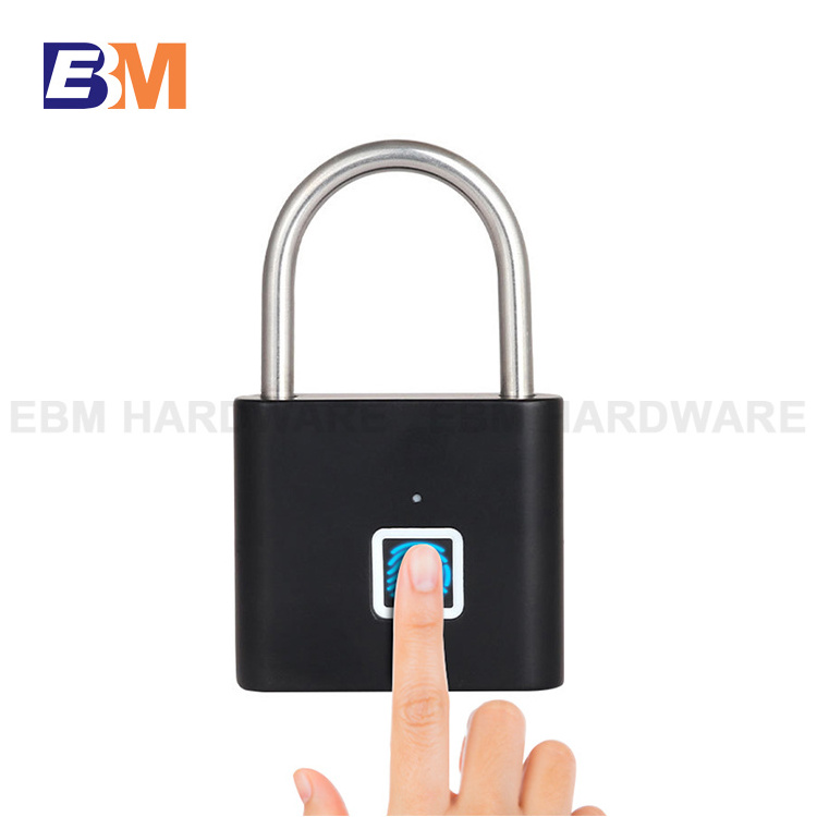 Waterproof Security door smart door lock keyless usb rechargeable smart fingerprint padlock for travel bag